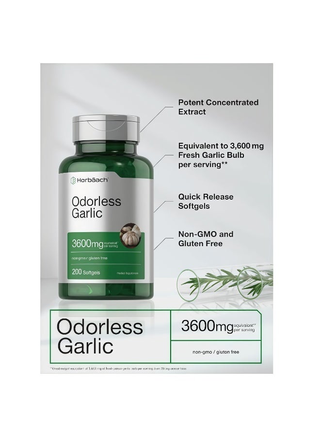 هرباخ كبسولات الثوم بدون رائحة من هورباك | 3600 ملغ تركيز عالي لكل حصة | 200 كبسولة/زجاجة - Image 4